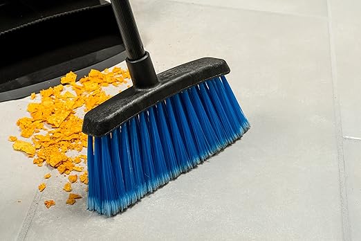 Carlisle FoodService Products Duo-Sweep Plastic Large Debris Lobby Broom with Handle, 30 Inches, Blue, (Pack of 12)