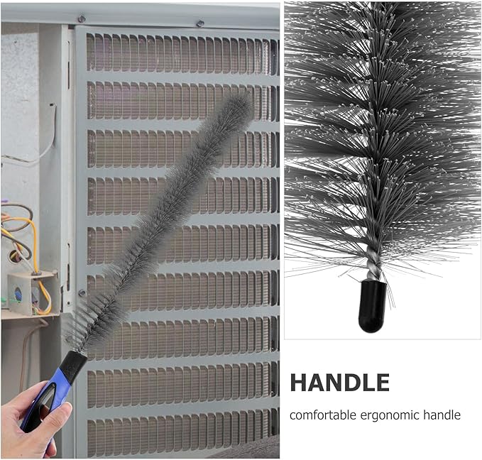 Partykindom Radiator Cleaning Brush Tool with Non-Slip Handle for Refrigerator Condenser Air Conditioner Vent and Dryer Lint - Hard Bristle Radiator Cleaning Wand for Household Dust Removal