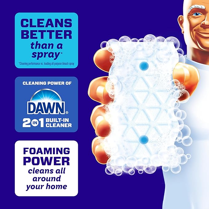 Mr. Clean Magic Eraser Foaming Sponge, All Purpose Cleaner, Dawn Cleaning Power, Wall, Sneaker, Oven Cleaner, Kitchen, Bathroom, Shower Cleaning Supplies, Scrubber, Ultra Foamy, 7ct