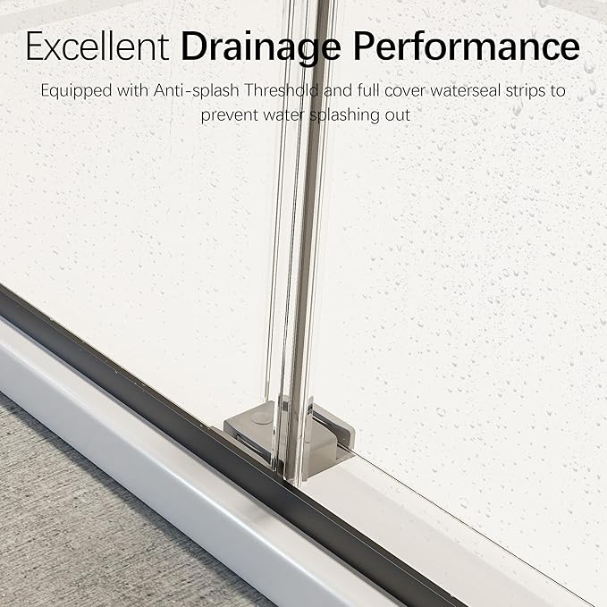 46-48" W x 76" H Soft-Close Frameless Double Sliding Shower Door, Bathroom Shower Glass Doors with 5/16" (8mm) SGCC Tempered Glass and Stainless Steel Handle, Easy to Install, Matte Black