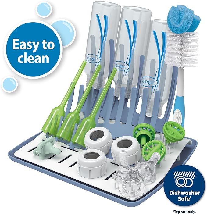Dr. Brown's Folding Baby Bottle Drying Rack for Easy Storage - Dry Nipples, Pacifiers and Other Baby Essentials, BPA Free