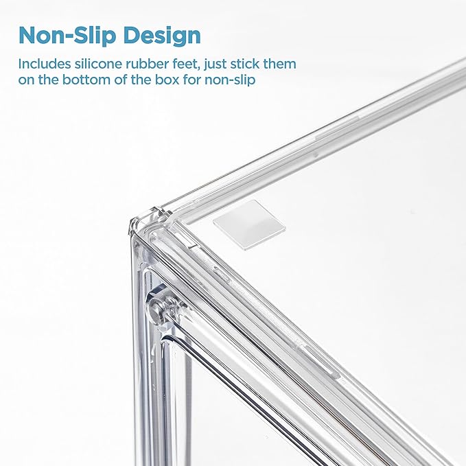 HBlife Baby Bottle Storage Organizer for Countertop Cabinet, 3 Tiers Adjustable Clear Acrylic Bottles Storage Station Case Box Container with 2 Removable Dividers and Magnetic Door, Large