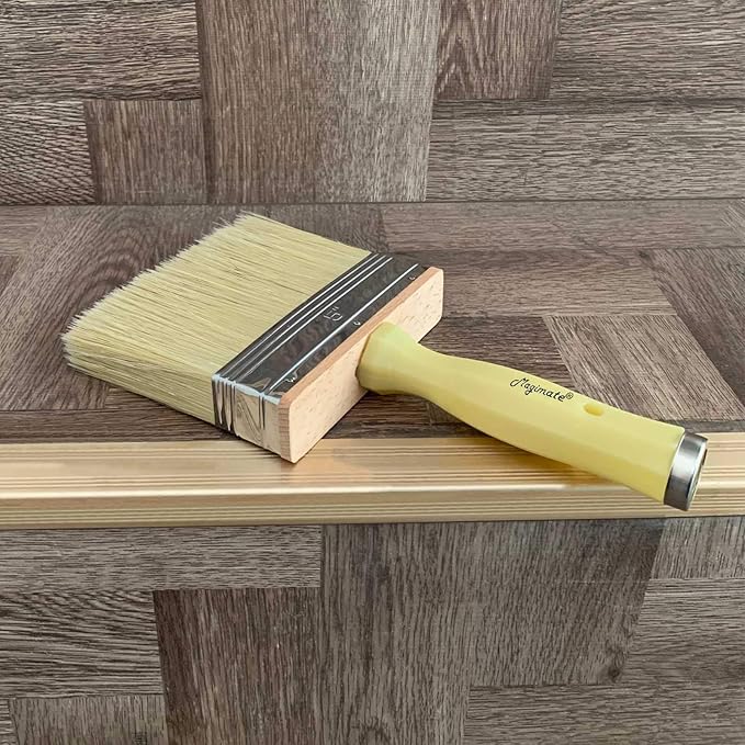 Deck Brush for Applying Stain, 5-inch Paint Brush, Medium Size for Quick Decking, Fence, Walls and Furniture Paint Application, Handle Threaded for Extension Use, Multicolor