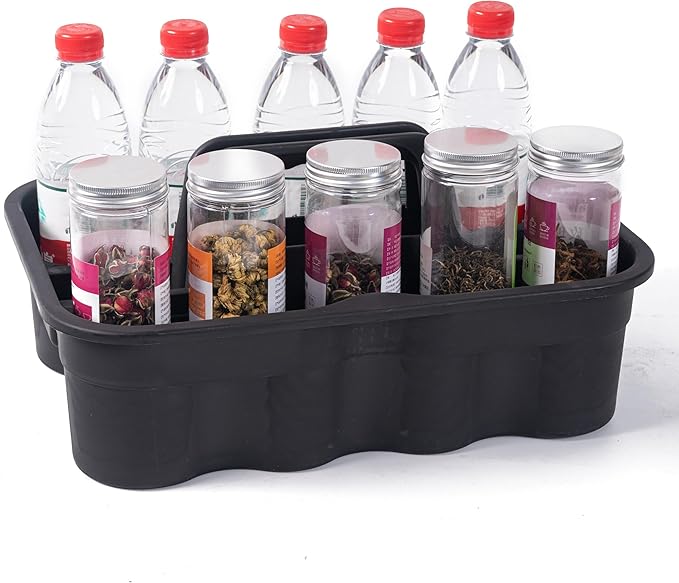 Matthew 5 Pack Large Plastic Tote Tool & Deluxe Supply Cleaning Caddy with Handle Portable Shower Basket Storage Caddy for Cleaning Products,Take-Out Drink,Bathrooms - Black