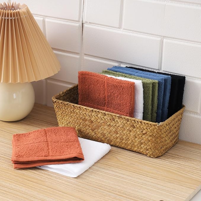 Glynniss Dishcloths Kitchen Highly Absorbent Dish Rags 100% Cotton Dish Cloths for Washing Dishes, Cleaning (11 x 11 Inches, 24 pcs, White)