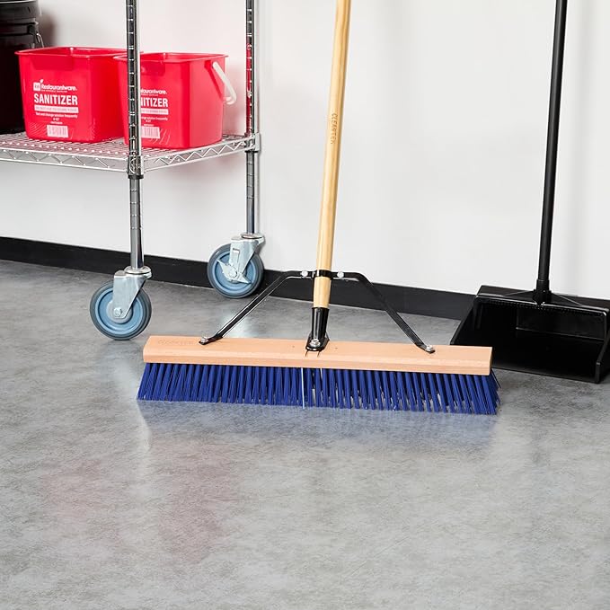 Restaurantware-BROOM HEAD ONLY: Clean Tek Professional 24-Inch Broom Head, 1 Heavy-Duty Push Cleaning Tool - Handle And Brace Sold Separately, Heavy Plastic Bristles, Wooden, Commercial Use