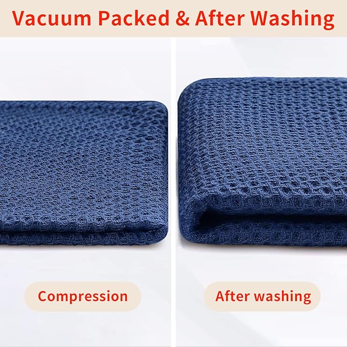Homaxy 100% Cotton Waffle Weave Kitchen Dish Cloths, 7-Pack Ultra Soft Absorbent Dish Towels, Quick Drying Dish Rags, 12 x 12 Inches, Navy Blue
