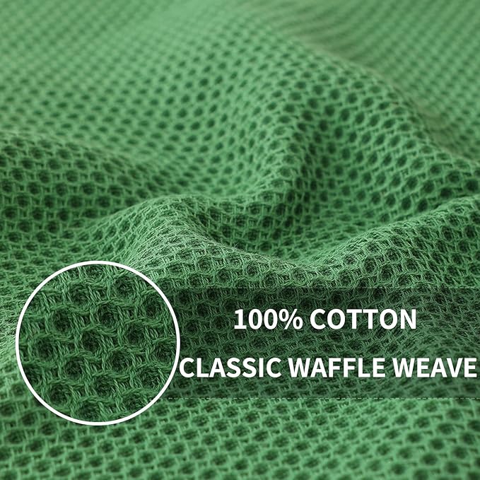 Homaxy 100% Cotton Waffle Weave Kitchen Dish Cloths, 7-Pack Ultra Soft Absorbent Dish Towels, Quick Drying Dish Rags, 12 x 12 Inches, Grass Green