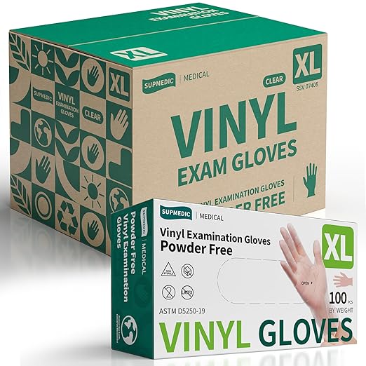 Vinyl Disposable Exam Gloves, Clear 4 Mil Powder-Free Latex-Free Medical Food-Safe Cooking Cleaning Glove, 1000 Pcs (X-Large)