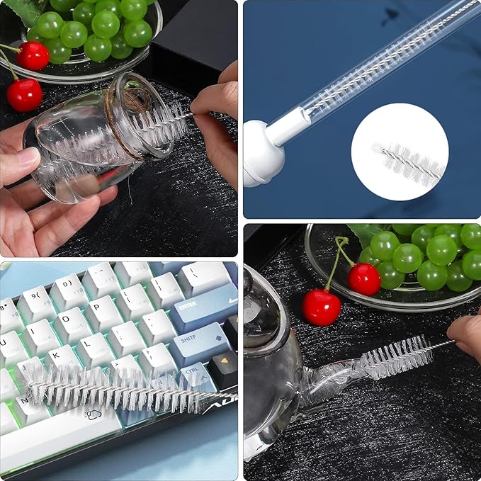 10 Pcs Nylon Straw Cleaning Brush Set – Bottle Pipe Cleaner Brushes for Straws, Kettles, Tubes & Spouts – Flexible Stainless Steel Wire with High-Density Nylon Bristles – Multi-Size Pipe Cleaner Set