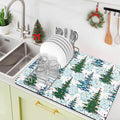 Bloss Christmas Drying Mat, 16"x24" Absorbent Coffee Mat with Waterproof Rubber Back, Fit Under Coffee Maker Machine / Counter