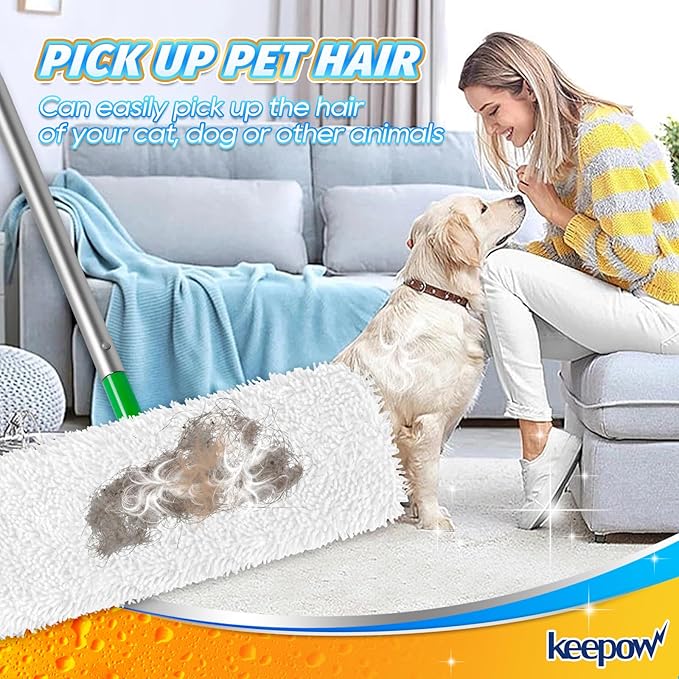 KEEPOW Reusable XL Wet Refills Compatible with Swiffer Sweeper XL, X-Large Dry Sweeping Cloths, Wet Mopping Cloths, Washable Microfiber XL Mop Pads Refills for Surface/Hardwood Floor Cleaning, 4 Pack