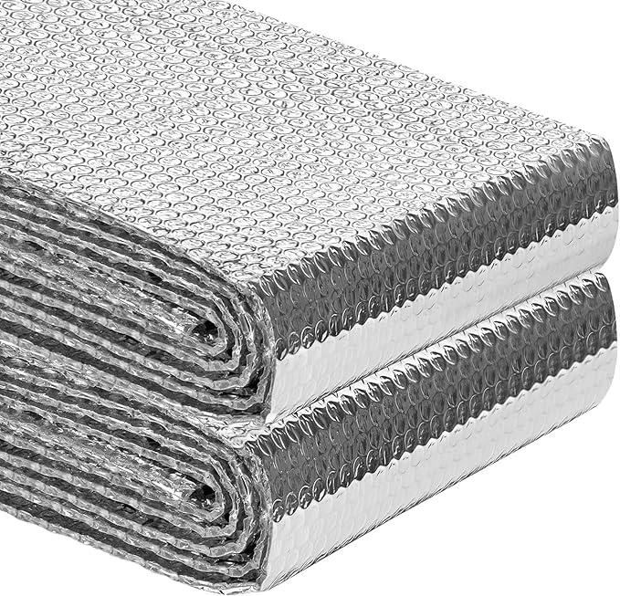 Reflective Insulation Roll 23.6inch x 60Ft Double Bubble Reflective Aluminum Foil Wrap Insulating Sheet Thermal Shield Radiant Barrier for Winter RV Window Thermal Cold Insulation Summer Heat - Silver