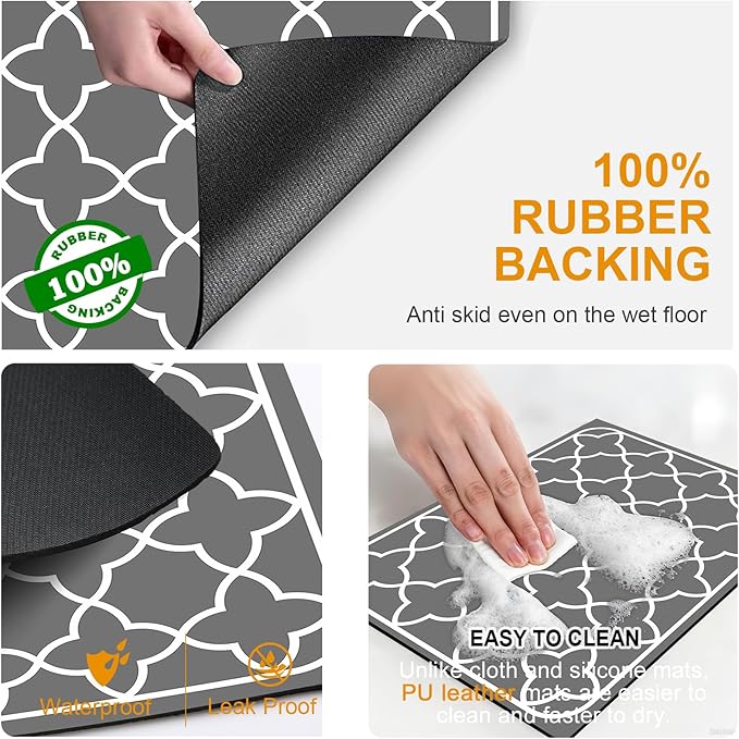 Dish Drying Mats for Kitchen Counter, Waterproof Coffee Mat for Countertop, Under Sink Mats, Coffee Bar Mat Accessories