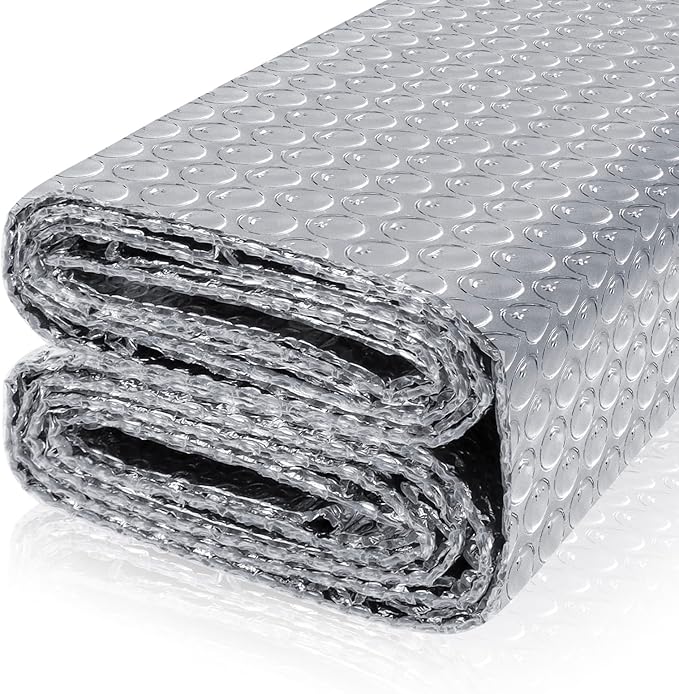 Reflective Bubble Insulation Sheet, Double Side Aluminum Foil Bubble Shield, Aluminum Foil Thermal Insulation Radiant Barrier for Windows, RV, Roof, Garage Door (47IN X 10FT)