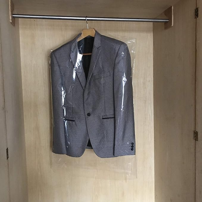 60 PCS Dry Cleaner Bags Plastic Clear 35.4 Inches Can be Hung Transparent Clothes Dust Cover
