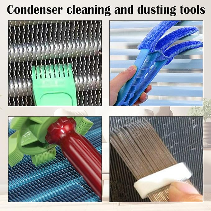 6 Pcs Radiator Comb Tool Set, Multiple Sizes AC Fin Comb Straightener & Condenser Coil Cleaning Brush, Air Conditioner Repair Cleaner Kit for Evaporator Automotive Refrigerator Hvac (Colored)