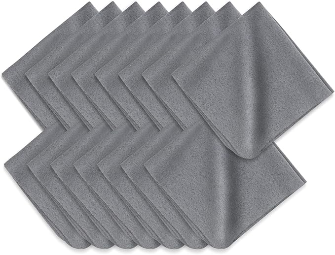 TENOC 15 Pack Microfiber Cleaning Cloths for Electronics, Camera Lenses, Eyeglasses, Cell Phone and Laptop Screens, Safe and Effective Wipe Kit, Gray (6"x6")