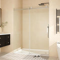 56-60" W x 76" h Frameless Sliding Shower Door – Waterproof Glass Shower Door-1/4 Tempered Clear Glass with Explosion-Proof Film, Brushed Nickel Handle & Seal Strip
