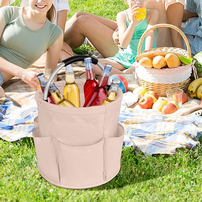 Professional Cleaning Caddy Organizer - 11" Wearable Cleaning Supply Bag with Adjustable Shoulder Strap & Handle - Housekeeper Essentials Organizer for Detailing Tools & Supplies (White)