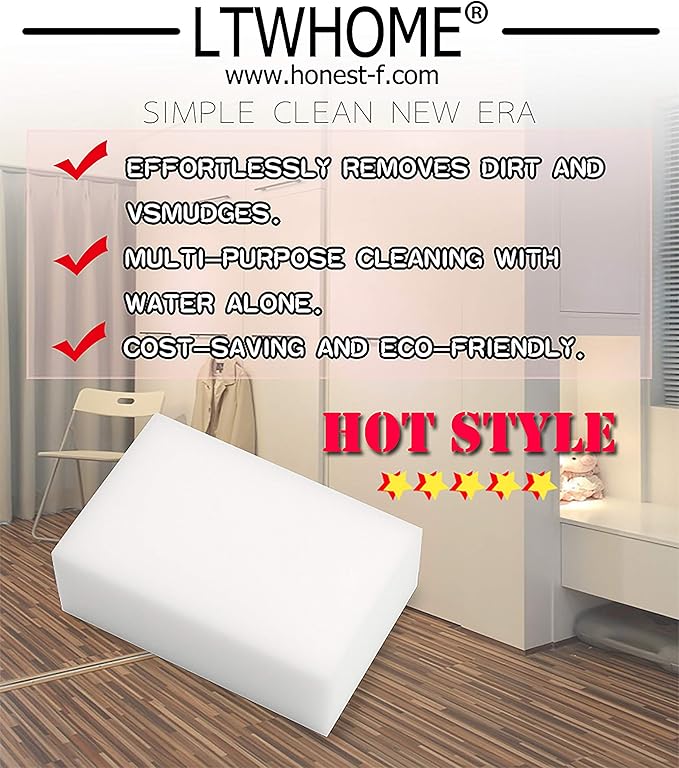 LTWHOME Bulk Pack Medium Size Magic Cleaning Sponge Eraser Multi-Functional Melamine Foam Extra Durable(Pack of 100)