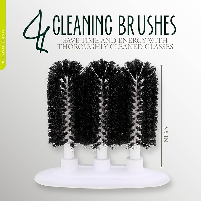 3 Brush Glass Washer Triple Glass Rinser, Cup Washer Brush