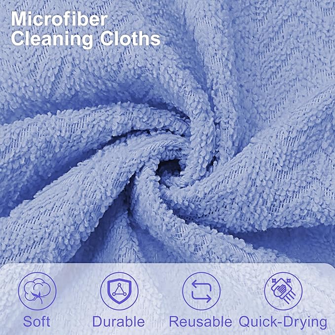 LIVOS Microfiber Cleaning Cloth Roll - 80 Pack, Reusable Paper Towels, Microfiber Towels for Cars, Super Absorbent Lint Free Cleaning Rags for House, Kitchen, Window-Light Purple, 11.5"x11.5"