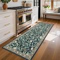 GarveeHome 2x6 Runners for Hallways Non Slip, Boho Leaf Kitchen Runner Rug Washable Rugs for Bedroom, Low Pile Soft Navy Blue Runner Botanical Bird Rug for Dorm Entryway Laundry Room Bedroom