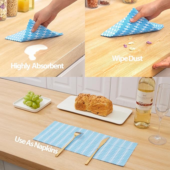 Disposable Dish Cloths,Multi use Reusable Cleaning Cloth,Machine Washable J Cloth,Heavy Duty Handy Cleaning Wipes 11.8" X 19.6" (50 Count)