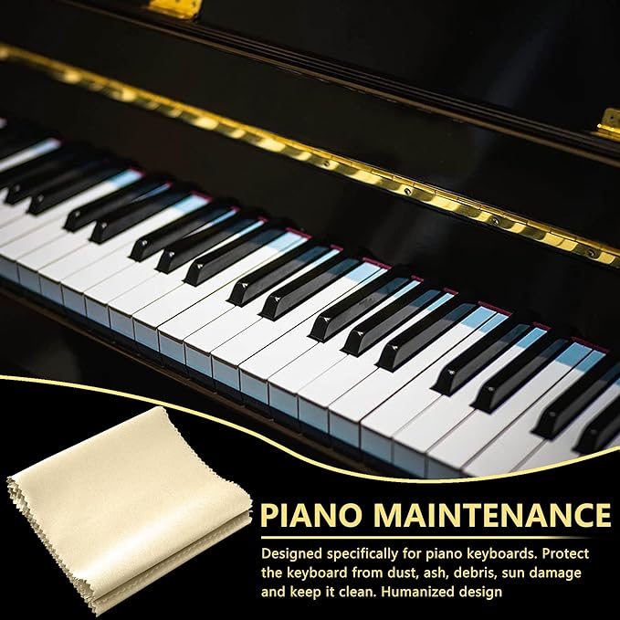 88 Keys Piano Keyboard Off-White Dust Cover - For Upright Grand Pianos, Digital Pianos and Electronic Keyboards - Protective Key Cover Cloth (2 Packs)