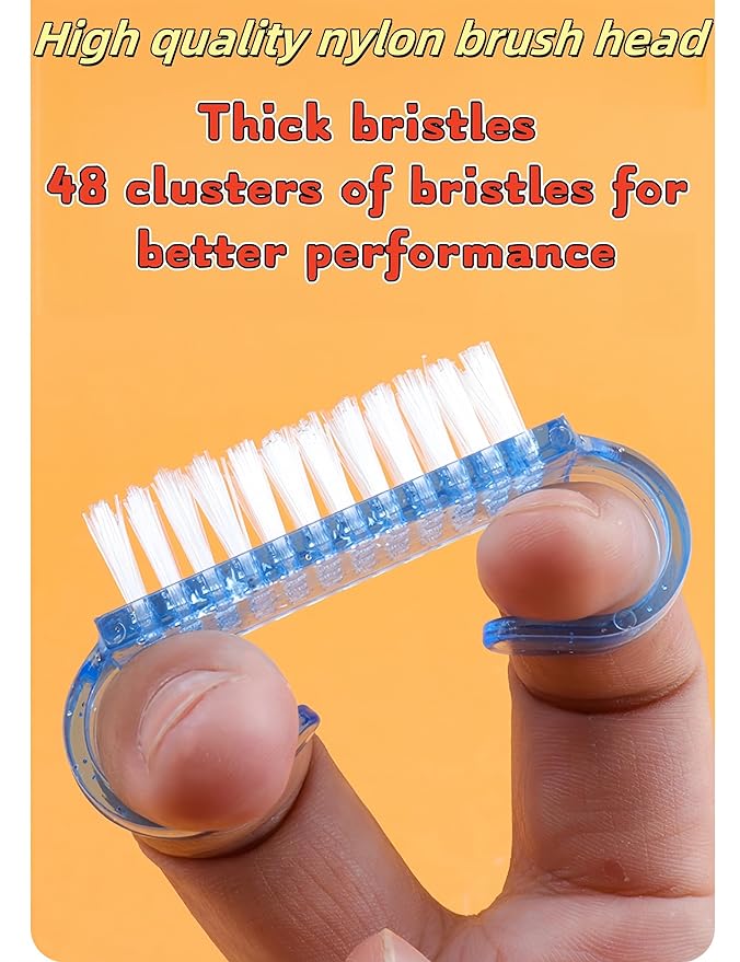 luvilly4 Pack Handle Grip Nail Brush, Nail Brush for Cleaning Fingernails, Pedicure Brushes for Toes and Nails Men Women（2Blue+2Green）