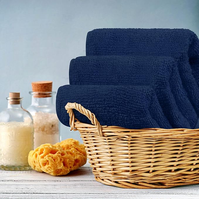 Utopia Towels Wash Cloths Set, 12 by 12 Inches, 100% Cotton Ring Spun, Highly Absorbent and Soft Feel Washcloths for Bathroom, Spa, Gym, and Face, 12 Pack Navy