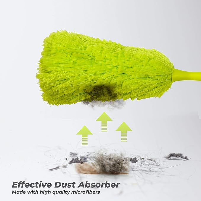 Microfiber Ceiling Fan Duster and Cleaner, with Long extendable for high Ceiling,1 Pack, 54 inches - with Bendable Extension, Perfect dusters for Cleaning Bright Green