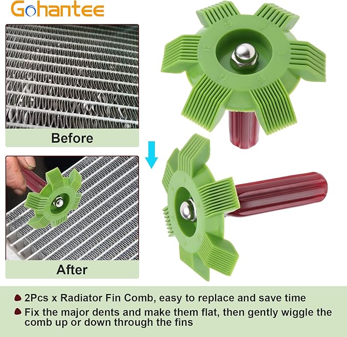 Fin Straightener Comb Air Conditioner Fin Comb Radiator Condenser AC Cleaner Repair Tool Air Conditioning Brush Accessory for Cleaning Car Automotive Refrigeration Radiator Evaporator 2Pcs