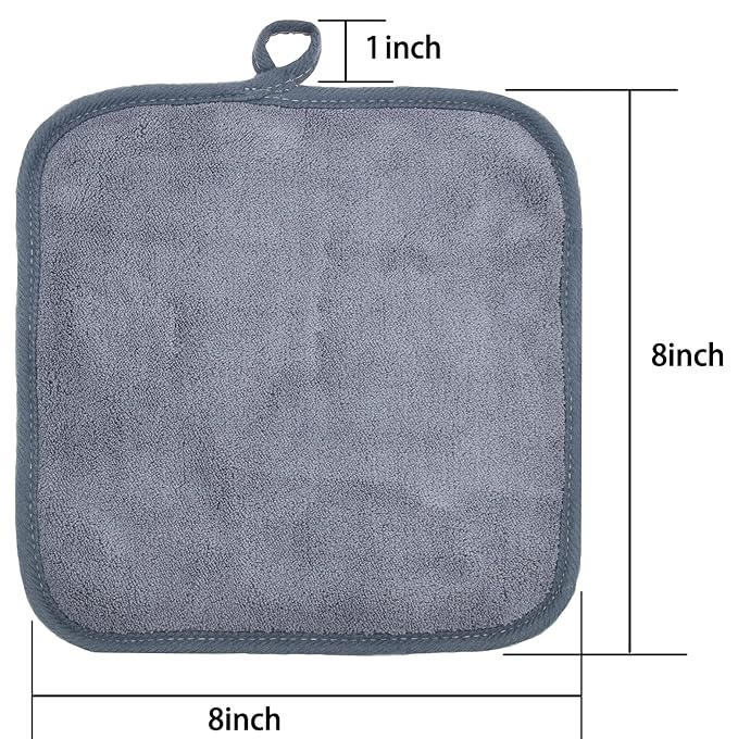 Makeup Remover Cloths for Face, Eye, Lips - Reusable Makeup Remover Pads Soft Microfiber Facial Cleansing Cloths 8 x 8 inch 6 Pack (Gray)