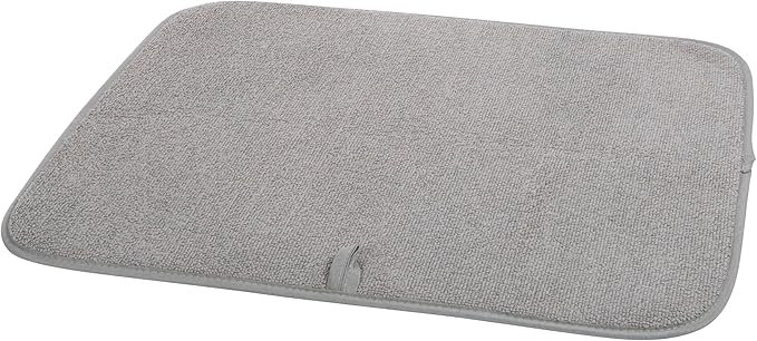 OGGI Absorbent, Reversible Microfiber Dish Drying Mat for Kitchen, Dish Drying Pad, 16 Inch x 18 Inch, Large, Gray