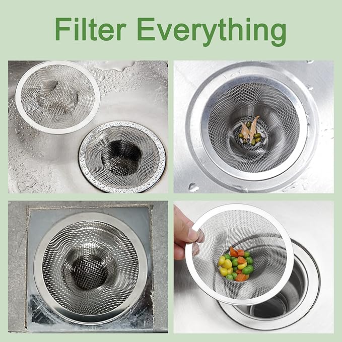 50pcs Mesh Sink Strainer, 2.75" Top/1" Stainless Steel Slop Basket Filter Trap, Metal Bathtub Kitchen Drain Strainer, Hair Basket Drain - Fits Most Kitchen Sinks, Bathroom Sinks,Shower Drains