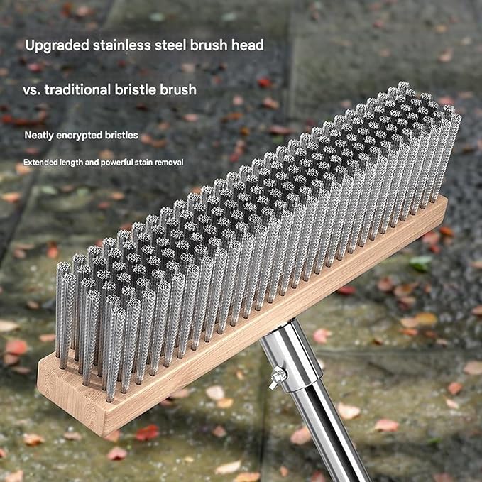 Stainless Steel Scrub Brush for Strong on Patio Driveway and Bathroom Hard Bristle Brush