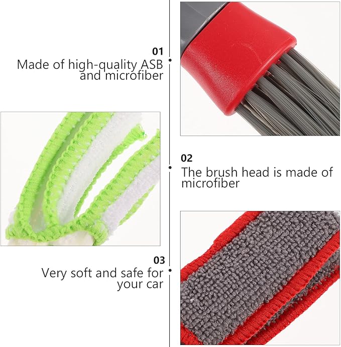 Car Air Vent Cleaning Brush and Air Outlet Brush 2pcs, Portable Dust Removal Tool for Car Interior Ac Vents and Keyboard, Soft Bristle Detailer for Automotive Dusting