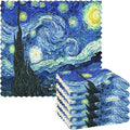 ALAZA Dish Towels Kitchen Cleaning Cloths Vincent Van Gogh Starry Night Dish Cloths Super Absorbent Kitchen Towels Lint Free Bar Tea Soft Towel Kitchen Accessories Set of 6,11"x11"