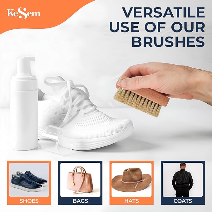 3 Small Shoe Cleaning Brush Set, Boots Sneaker Shoes Cleaner with Nylon, Boar and Horsehair Bristles, Polish Cleaning Brush for Leather, Suede, Canvas, Textile, Bags and Accessories