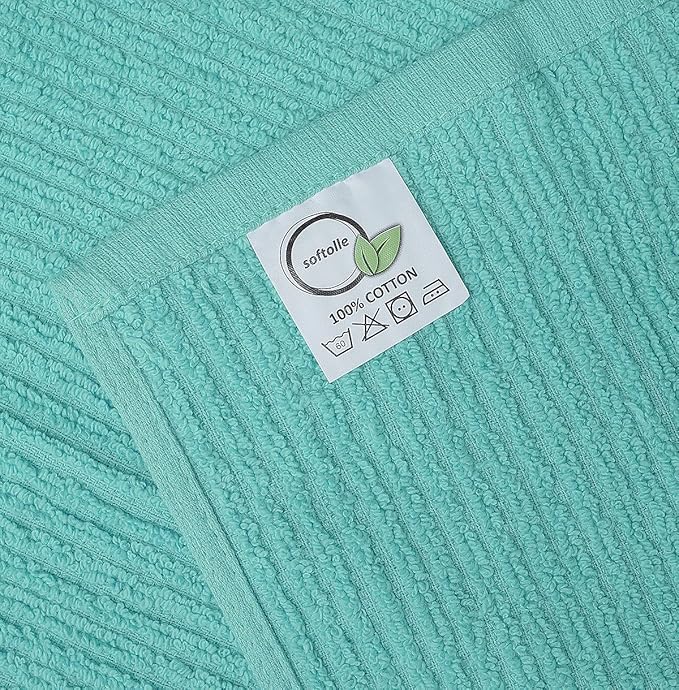 Softolle Bar Mop Towels, Pack of 12-16x19 Inches - 100% Cotton Super Absorbent Towels, Multi-Purpose for Home and Bar Cleaning (Yellow, Orange, Light Green, Aqua)