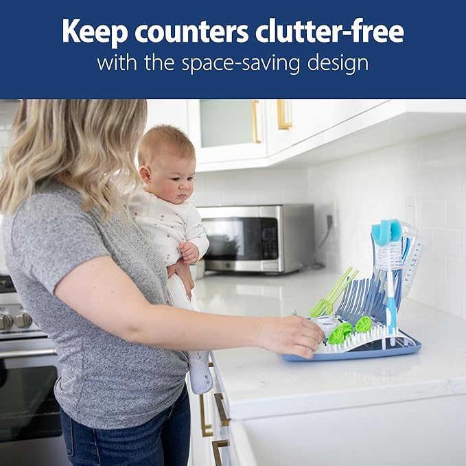 Dr. Brown's Folding Baby Bottle Drying Rack for Easy Storage - Dry Nipples, Pacifiers and Other Baby Essentials, BPA Free