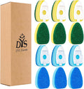 Dishwand Sponge Refills (12-Pack) – Heavy Duty Non-Scratch Replacement Heads for Dishwand Handle | Soap Dispensing Scrubber Pads | Kitchen Cleaning Supplies (Green/Blue)