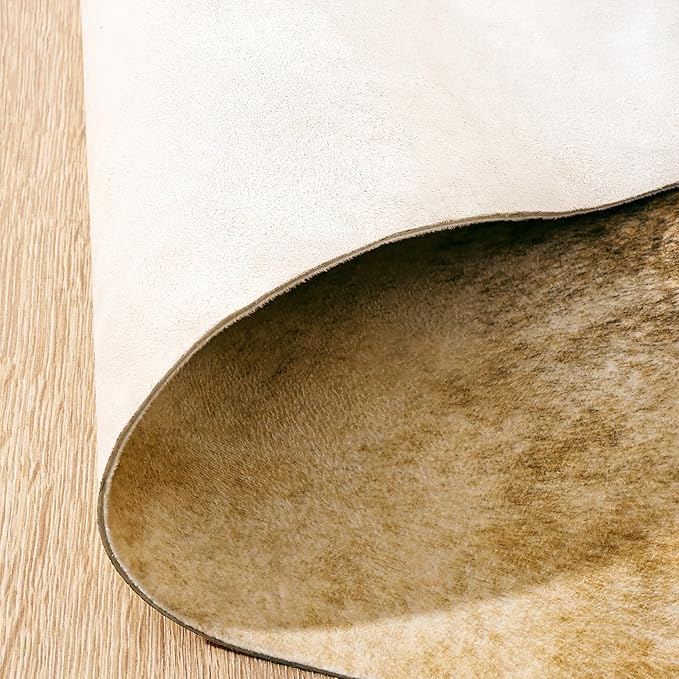 Amearea Faux Cow Hide Rug Large, Premium Western Home Decor Cow Print Rugs for Living Room, Faux Leather Animal Cowhide Bedroom Carpet, Dining Traditional Cow Pattern Stuff Carpet, Yellow 3.6x2.3 Feet