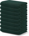 Kitinjoy 100% Cotton Waffle Weave Kitchen Hand Towels (13 X 28 Inches, Blackish Green), 8-Pack Super Soft and Absorbent Dish Towel for Drying Dishes