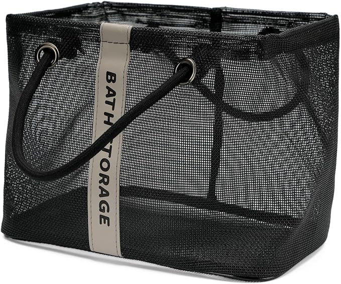 Bath Storage Shower Caddy Organizer for Bathroom, College Dorm, Camp, Gym (Small Black)