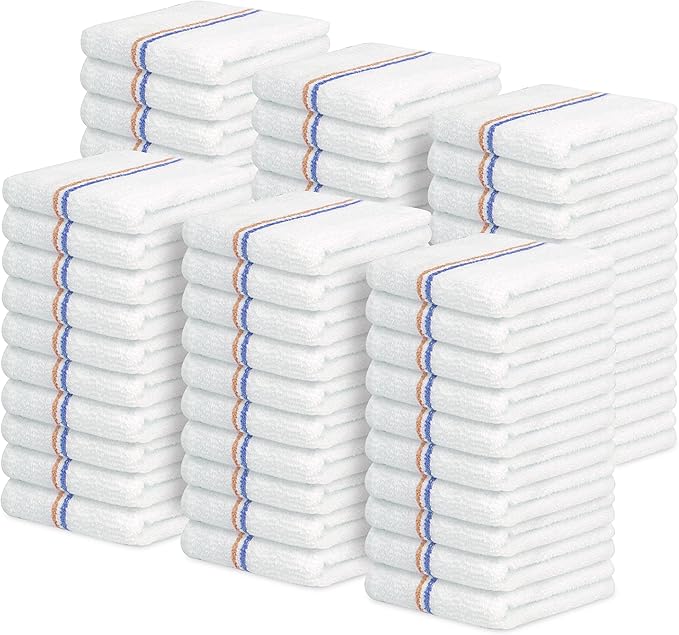 Avalon Towels Terry Bar Mop Towels (Value Pack of 60) Size 16"x19" – Absorbent and Durable, Multipurpose Cleaning Rags, Cotton Cleaning Cloths, Terry Cloth Rags, Reusable Shop Rag