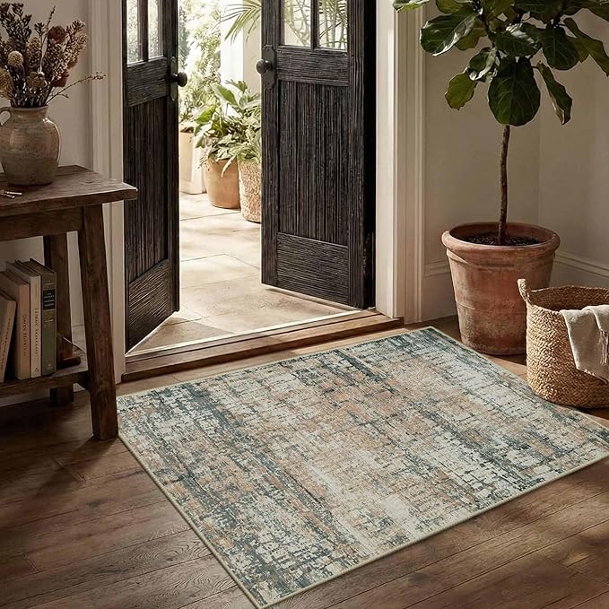 2x3 Entryway Rug,Door Mat Indoor Entrance, Washable Non Slip Kitchen Bathroom Rugs, Ultra-Thin Throw Small Rug for Front Door, Moss