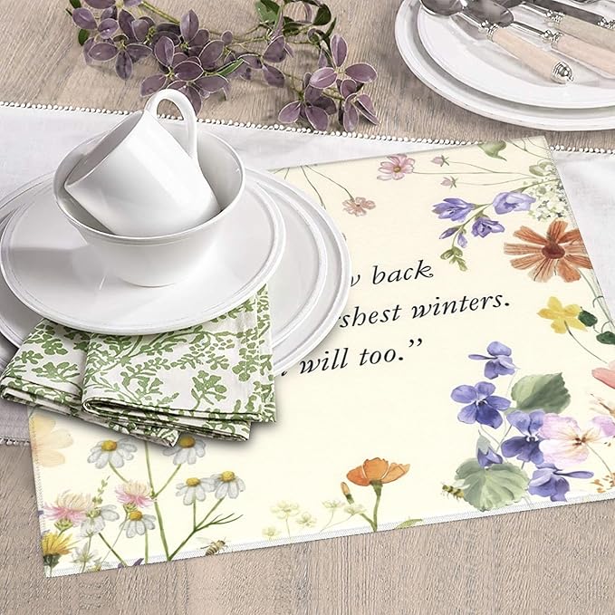 Inspirational Flower Language Dish Drying Mat 16x18 Inch, Microfiber Absorbent Fast Dry Mat Daisy Floral Large Dish Mat Drying Kitchen Mat, Kitchen Drying Pad for Kitchen Counter Decor